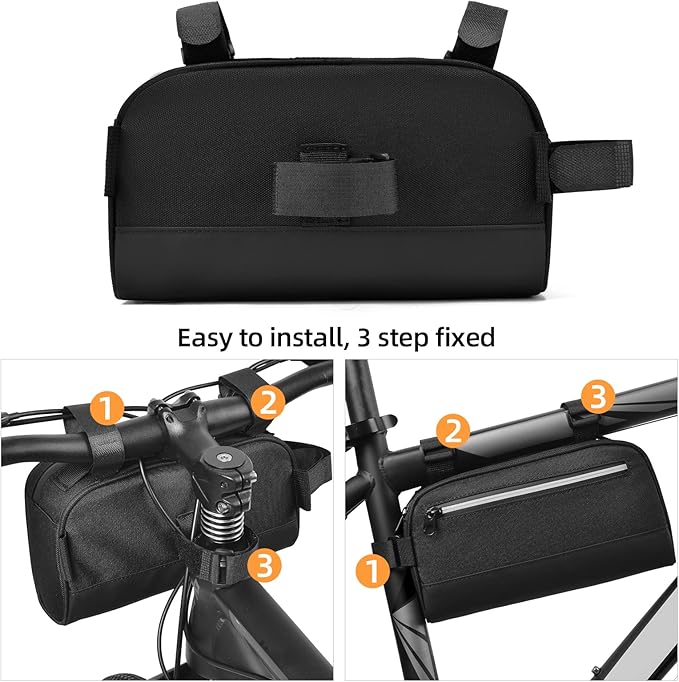 Bike Handlebar Bag Large-Capacity Bike Crossbar Front Bag Waterproof Bicycle Basket Frame Bags for Road Mountain Bicycle Outdoor Cycling Travel Hiking
