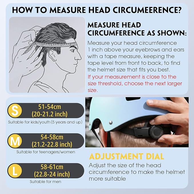Skateboard Helmet for Adults - Adjustable Certified Safety Adults Helmet for Skateboarding Bike Bicycle Scooter Cycling Skate Skating Multisport Helmets for Women Men Boys Girls Kids Youth
