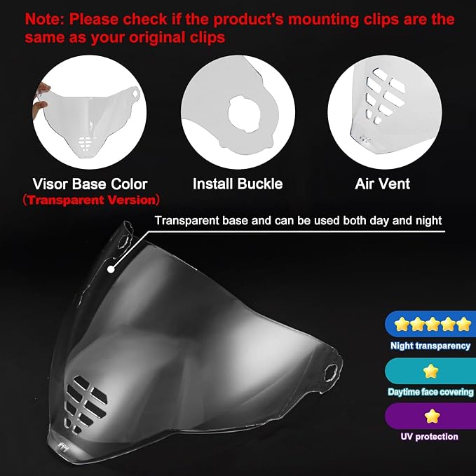 PSLER IC-06 visor- Icon Airflite Face Shield Motorcycle Helmet Visor Accessories Replacement for Icon Airflite IC-06,Clear