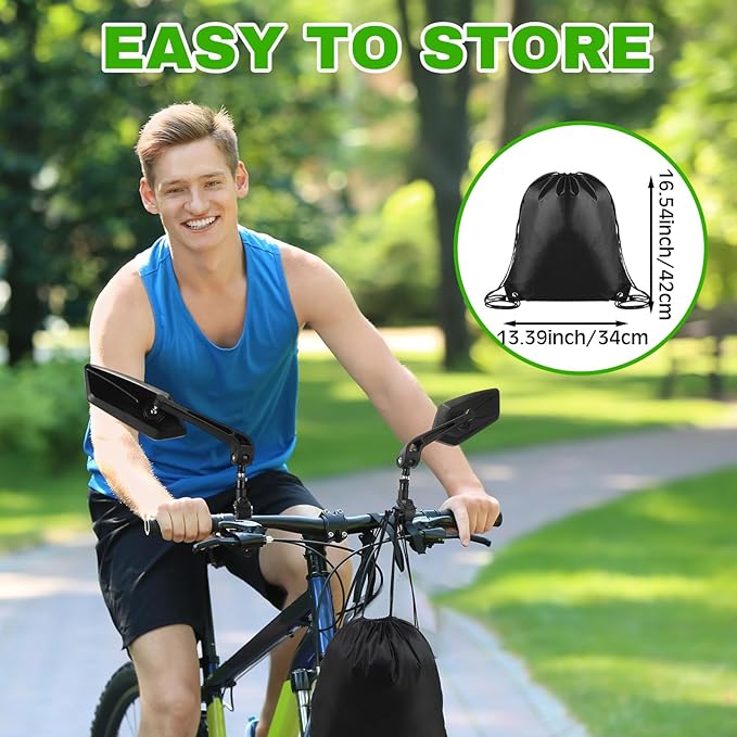 Hestya 2 Pack Bike Mirrors 360° Adjustable Rotatable Bike Handlebar Rear View Mirror Safety Bicycle Rearview Glass with Universal Fit Accessories for Motorcycle Handlebars