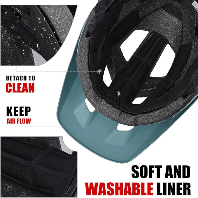 Bike Helmets for Men and Women, Mountain Bike Helmet with Extended Visor Helmets for Adults Adjustable & Comfortable Bicycle Helmet Road Bike Helmet 55-61cm