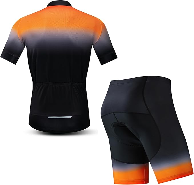 JPOJPO Cycling Jersey Men Set Bike Shirt Kit Short Sleeve Clothing Tops+5D Padded Shorts Summer Breathable Quick-Dry S-3XL
