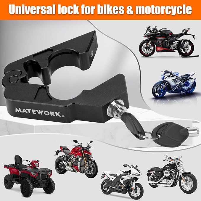 Motorcycle Lock Anti Theft Heavy Duty, Motorcycle Handlebar & Brake Lock with Helmet Lock, Bike Lock, Universal for All Bike Motorcycle Black