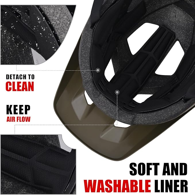 Bike Helmets for Men and Women, Mountain Bike Helmet with Extended Visor Helmets for Adults Adjustable & Comfortable Bicycle Helmet Road Bike Helmet 55-61cm