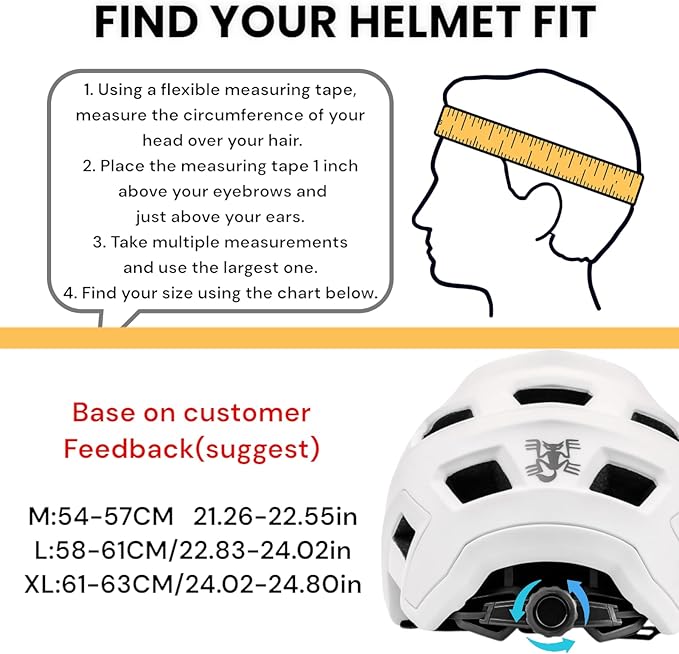 BATFOX Bike Helmet,Mountain Bike Helmet Helmets for Men Women Adults Youth