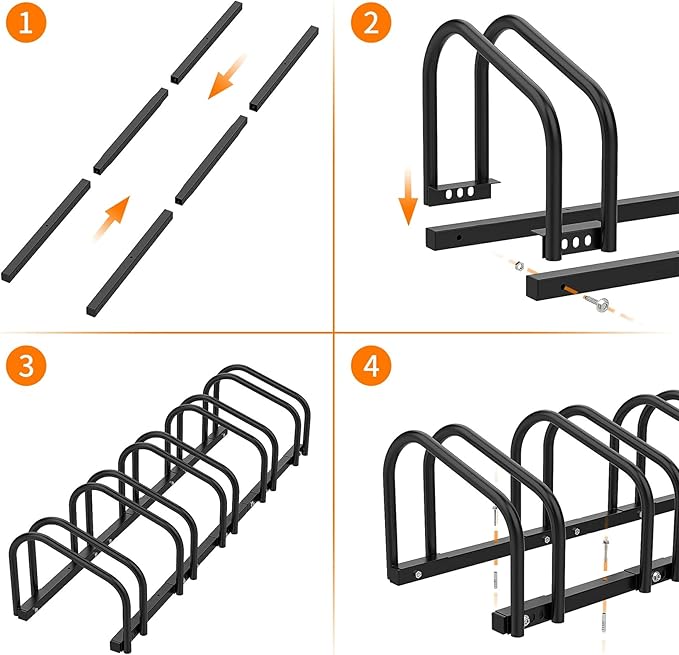 WALMANN 5 Bikes Floor Bike Stand, Bike Parking Rack Garage Bike Storage Stand Indoor/Outdoor 22-28" Wheel Stand, Max. Tire Width 2.1"