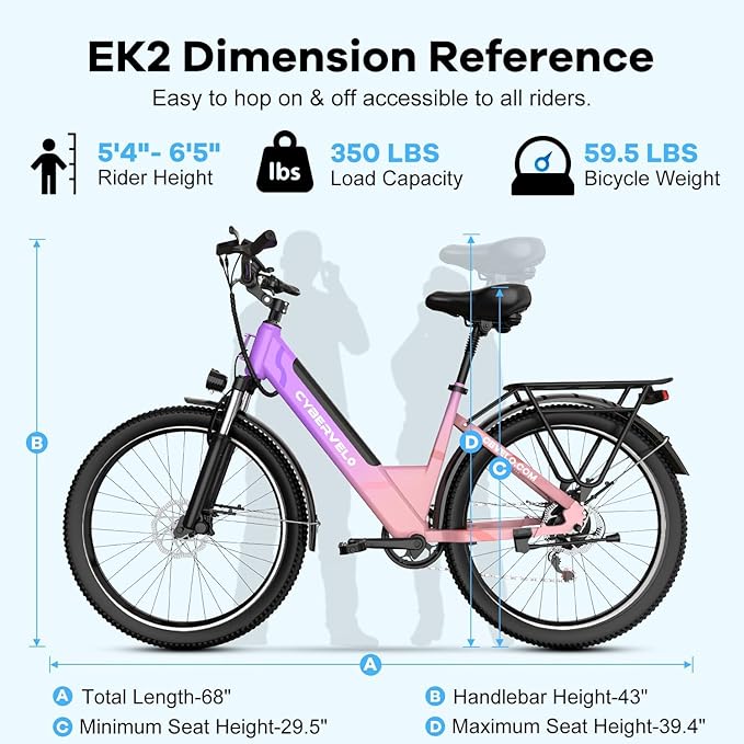 Aelith 26" Electric Bike for Adults – Powerful 1000W Motor, 48V Removable Battery, 7-Speed, Front Suspension & LCD Display – Commuter and Mountain EBike for Women