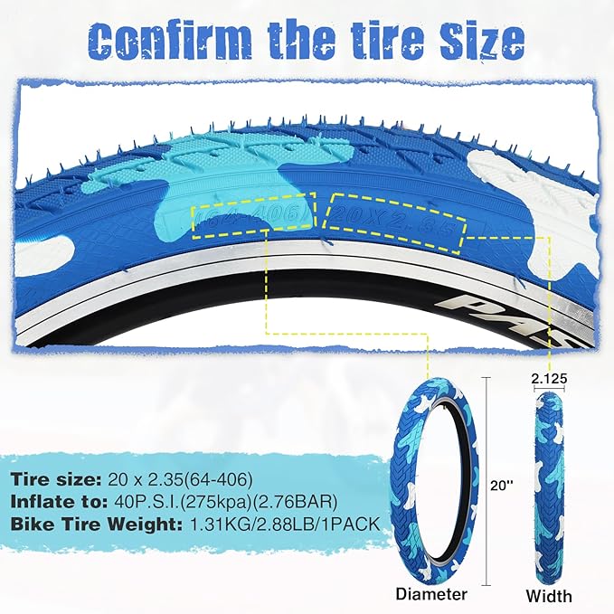 ZUKKA 20 x 2.35 Bike Tire 1/2 Pack 20 inch x 2.35 BMX Bike Tire Folding Replacement Tire for MTB Mountain Bike, BMX Bicycle Commuter Bike