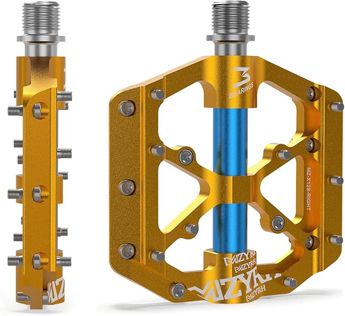 MZYRH Road/Mountain Bike Pedals,Lightweight 3 Bearings Bicycle Pedals,9/16” Aluminum Alloy Flat Pedals for Road Mountain BMX MTB Bike