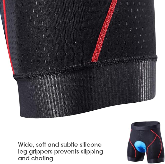 Souke Sports Men's Cycling Underwear Shorts 4D Padded Bike Bicycle MTB Liner Shorts with Anti-Slip Leg Grips