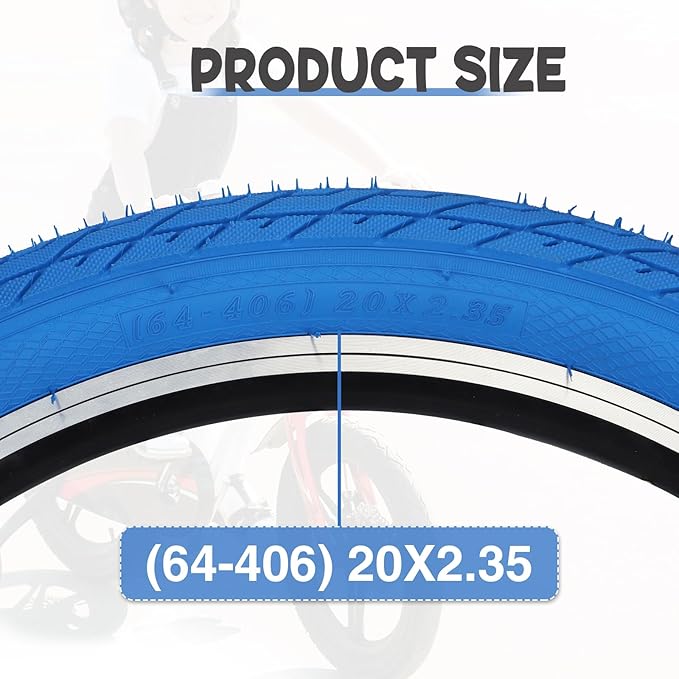 ZUKKA 20 x 2.35 Bike Tire 1/2 Pack 20 inch x 2.35 BMX Bike Tire Folding Replacement Tire for MTB Mountain Bike, BMX Bicycle Commuter Bike
