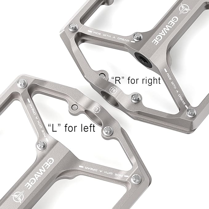 Road/Mountain Bike Pedals - 3 Bearings Bicycle Pedals - 9/16” CNC Machined Flat Pedals with Removable Anti-Skid Nails