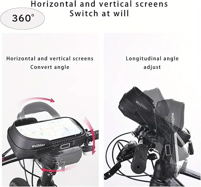 Bike Phone Holder EVA Waterproof Bike Front Frame Bag Top Tube Bike Bag Bicycle Phone Mount Cycling Pouch with Rain Cover Bike Accessories Gifts for Cyclists Men