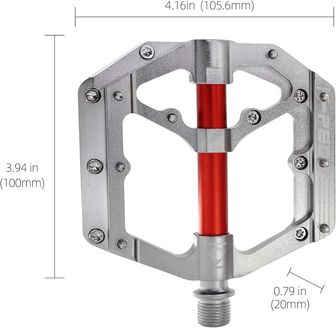 Aluminum Alloy 9/16" Bike Pedal MTB Wide Platform Flat Non-Slip Bicycle Pedals with 3 Bearings for Mountain Bikes, Road, BMX