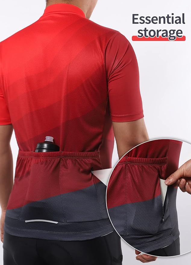 BERGRISAR Cycling Jersey Mens Bike Shirts Short Sleeve Bicycle Biking Clothes with Pockets Reflective
