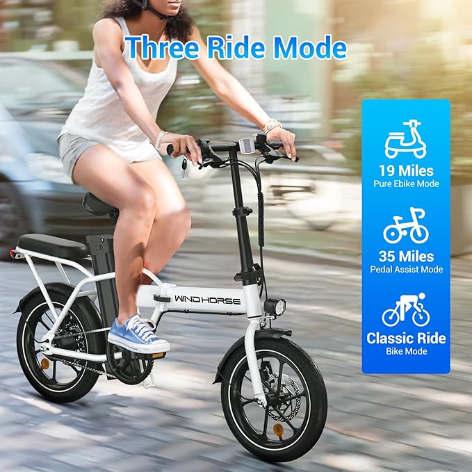 SEHOMY 2-Seat Electric Bike for Adults 630W Peak Motor, 25MPH Folding Ebike, 16" Adults Electric Bicycles with 30° Uphill, 288WH Removable Battery, 35 Miles Long Range, Commuter E Bikes Teens 14+