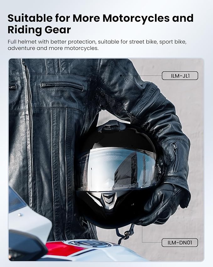 ILM Full Face Motorcycle Street Bike Helmet with Enlarged Air Vents, Free Replacement Visor for Men Women DOT Approved Model ST-06 (Matte Black, Small)