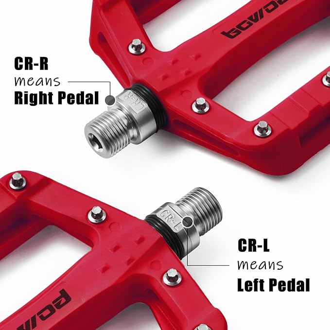 Flat MTB Bicycle Pedals Mountain Bike Colored Pedals, Glass-Fiber Nylon Composite Platform Pedal w 9/16" Sealed Cr-Mo Spindle, BMX Gravel Road Bike Pedals Clipless for Adult Women Youth Bikes