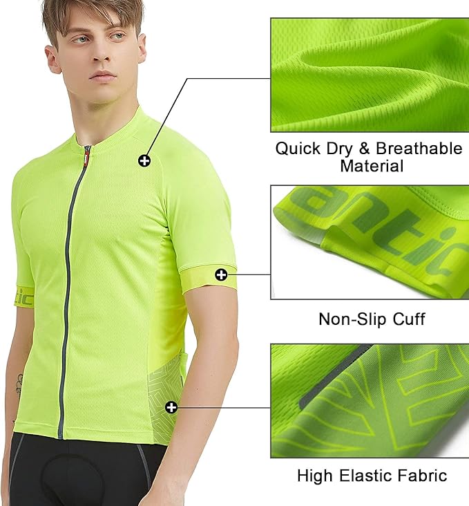 Santic Men’s Cycling Jersey Short Sleeve Bike Shirts for Men Bicycle Jacket with Pockets Breathable & Quick Dry Yorkson