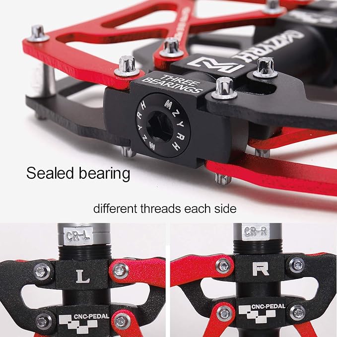 MZYRH Mountain Bike Pedals, Ultra Strong Colorful CNC Machined 9/16" Cycling Sealed 3 Bearing Pedals