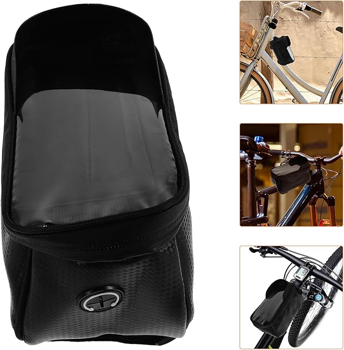 SUPVOX Waterproof Bike Front Frame Bag Phone Holder, Cycling Top Tube Storage Pouch for Road and Mountain Bikes, Sturdy Handlebar Saddle Pack for Outdoor Riding