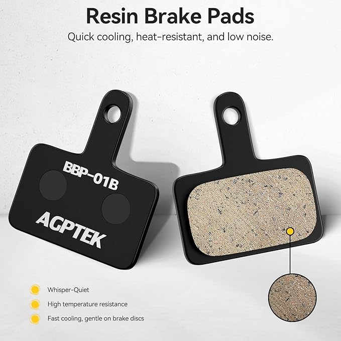 AGPTEK Bike Brake Pads, High-Performance Brake Pads, Disc Brake Pads & Spring (Semi-Metallic&Resin) for Mountain Bike Disc Brakes,Bike Pads Compatible with TRP Tektro Shimano Deore Br