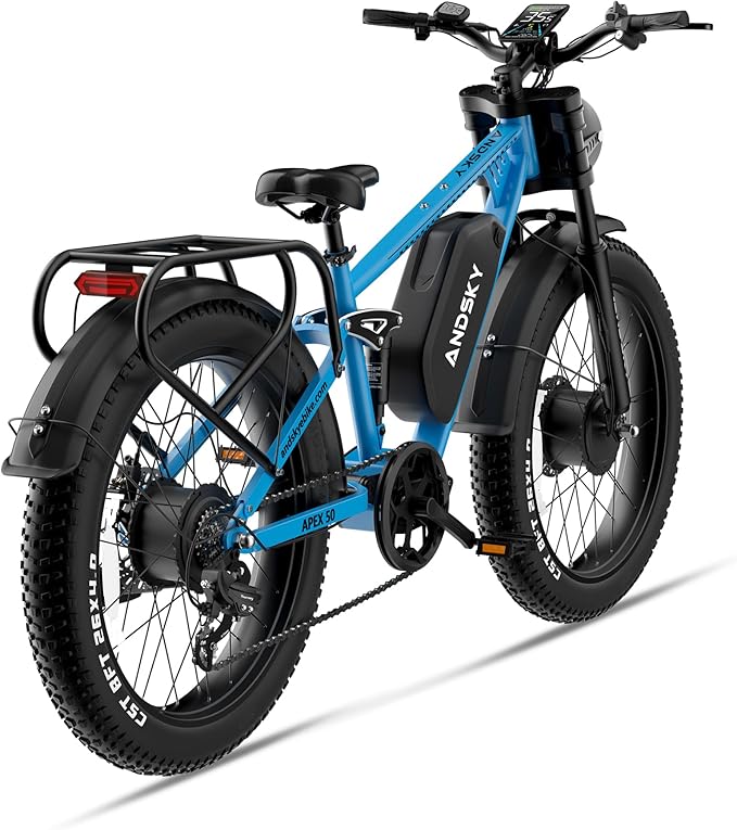 Apex 50 Electric Bike Dual Motor for Adults (CA Immediate-De'livery) 52V 25AH/48V 25AH, 26" Fat Tires Full Suspension 35MPH/100Mile, Hydraulic Brake