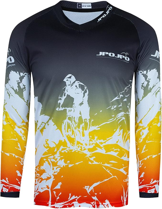 Men's Mountain Bike Jersey Long Sleeve Off-Road Clothing Downhill&Motocross Shirts Breathable/Moisture-Wicking Tops