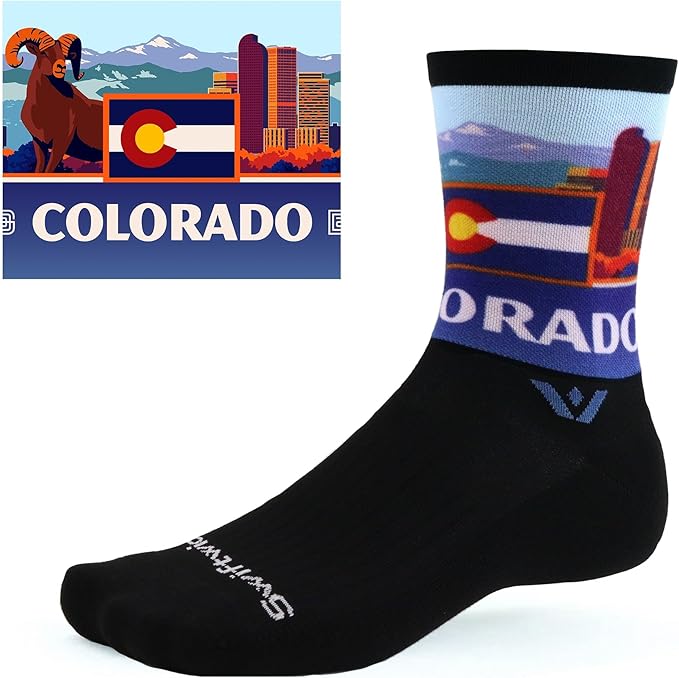 Swiftwick VISION IMPRESSION Crew, National Parks/States Edition, Running, Hiking and Cycling Socks