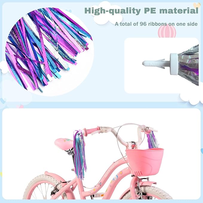 Kids Bike Bell with 2 Pcs Bike Streamers for Girls, Cute Children's Bicycle Accessories