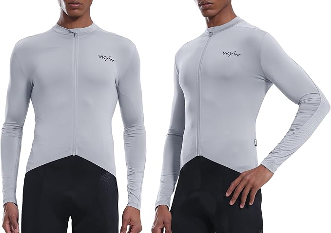 YKYWBIKE Cycling Jersey Men Long Sleeves Bike Jersey with Pockets Biking Shirts for Men Cycling Breathable MTB Biker Shirts