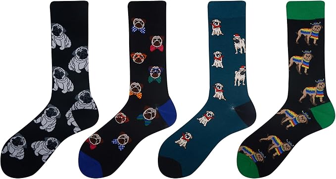 Cansok Men's 2/4 Packs Fun Crazy Novelty Dress Crew Socks