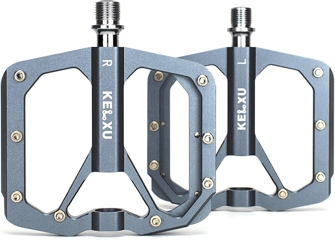 Mountain Bike Pedals 9/16", 3 Sealed Bearings Non-Slip Bicycle Pedals Aluminum CNC Machined Wide Flat Pedals for Road Bike MTB