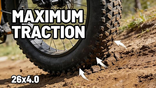 20, 24, 26 Inch Fat Bike Tires, 3.0/4.0 Width with Inner Tubes, Puncture Proof All Terrain Snow Sand Off Road, E-Bike Replacement for Mountain/Commuter/Beach Cruiser