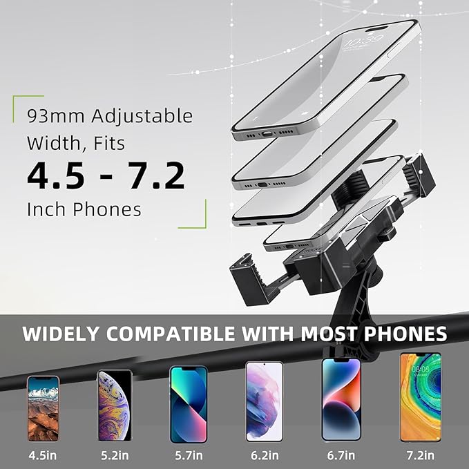 ROCKBROS Bike Phone Mount Holder,Motorcycle Phone Mount Phone Holder for Bike Motorcycle E-Bike Cell Phone Clamp for iPhone 16 15 Pro Max/ 14/13, Galaxy S10 and More 4.5-7.2" (White)