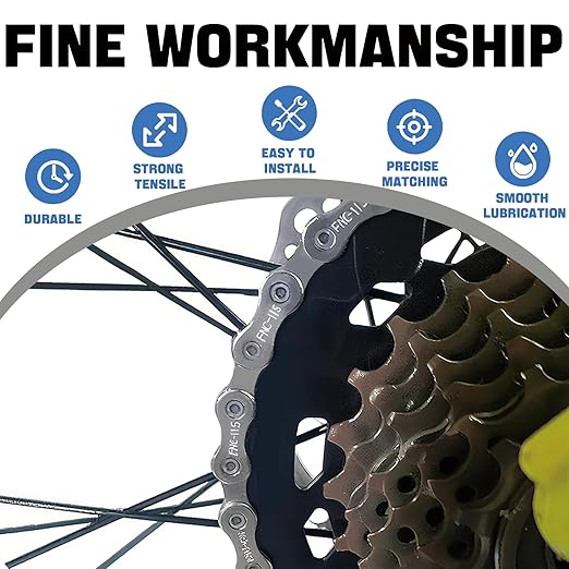 6/7/8/9/10/11/12 Speed Bike Chain – High-Strength, Durable & Smooth-Shifting for Road/Mountain Bikes (11-Speed)