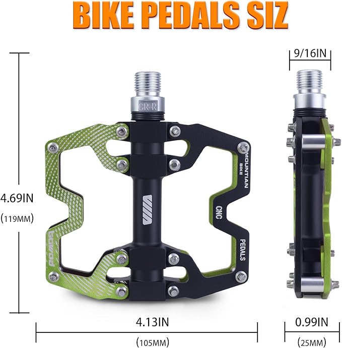 Bike Pedals 9/16" Lightweight Non-Slip Bicycle Platform Pedals - Fits Most Adult Bikes & Mountain Bikes &MTB, Road Bikes and Slip-Resistant Design