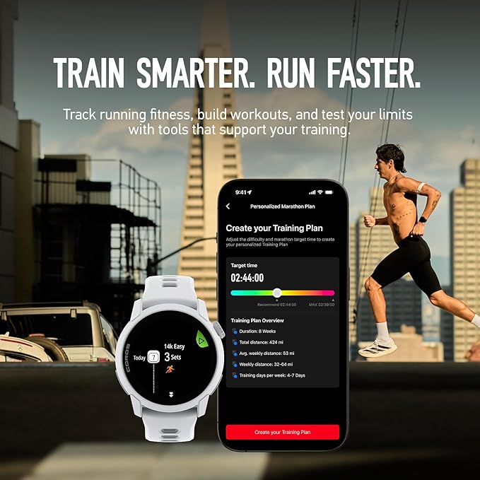 COROS PACE 4 Ultralight Sport GPS Watch, 1.2" AMOLED Touchscreen,19 days of daily use, Voice Features, Advanced Training Tools, Accurate GPS, Heart Rate Monitor, Navigation, Run, Bike - White Silicone