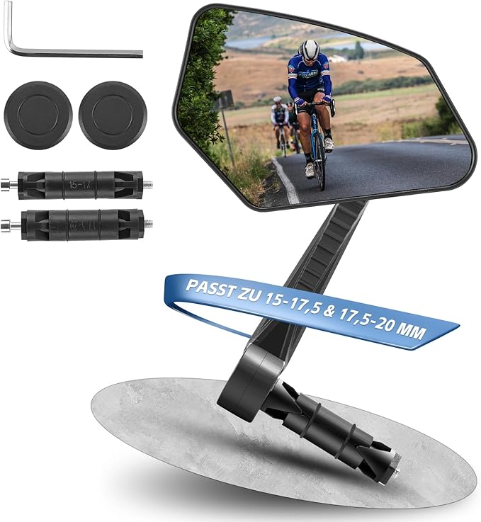 Bar End Bike Mirror 360° Adjustable Foldable Bicycle Rear View Mirror fits 15-20mm Inner Diameter, For Road Mountain E-Bike Scooter Adult（Universal for Left And Right）