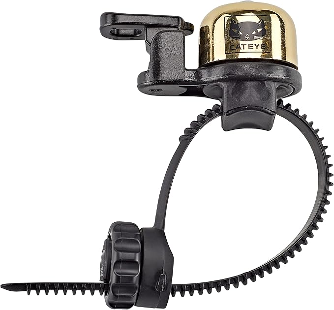 CATEYE OH-2400 FlexTight™ Bell – Modern Brass Bike Bell, Tool-Less FlexTight™ Mount Fits Road, MTB, Gravel Bikes, Easy Install, Clear and Loud Sound