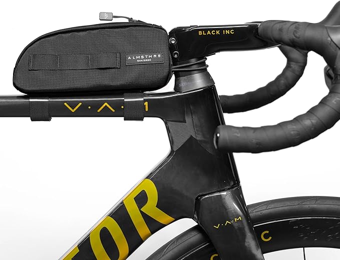 ALMSTHRE Top Tube Bag 8'' x 2'' x 3'' | Waterproof, Secure & Stable – Universal Bike Storage with Versatile Mounting – Fits Essentials | Adventure-Ready Cycling Gear