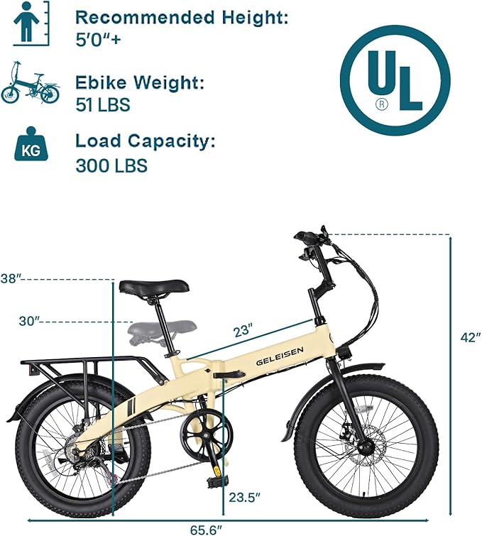 Folding Electric Bike for Adults, 20"×3.0 Fat Tire Electric Bicycle, 374.4Wh Battery Ebike, 20MPH Electric Cargo Bike with LCD Color Display & 6 Speed Gears (Fits for 5'0"+)