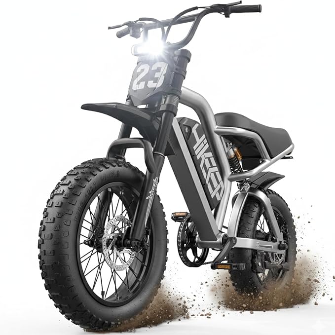 Electric Dirt Bike for Adults, 1500W-3000W Peak Ebike, 16"/20" Fat Tire All-Terrain E-Bike, Dual Suspension Off-Road Racing Machine for Camping & RV Travel, 48V/52V, UL 2849 Certified