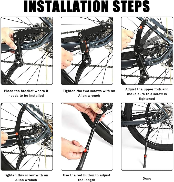 Bike Kickstand for Trek 8.6 Elite 820 820 WSD 830 8300 8500 910 920 930, Aluminum Adjustable Kickstand Foot Side Stand Suppor Rear Side Bicycle Stand with Non-Slip Rubber Foot,A