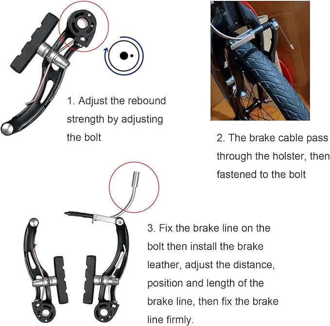 Lomodo 6 Pieces Bicycle Brake Accessories Including 2 Pack Aluminium Alloy Brake Levers (2.2 cm in Diameter) and 2 Pair V Brake Set and 2 Pack Brake Wire for Mountain/Road/MTB Bike(Black)
