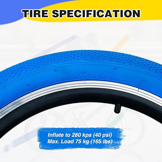 ZUKKA 20 x 2.4 Bike Tire 2 Pack 20 inch x 2.4 BMX Bike Tire Folding Replacement Tire for MTB Mountain Bike, BMX Bicycle Commuter Bike