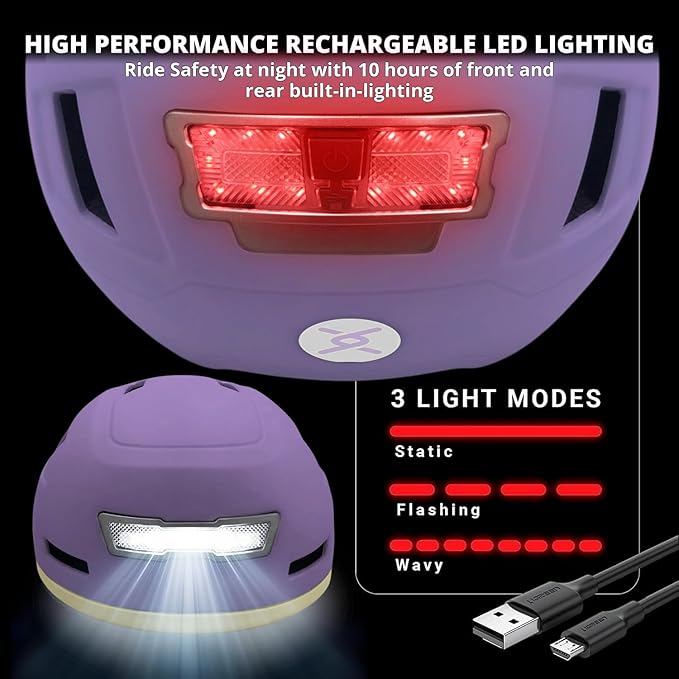 XNITO Bike Helmet with LED Lights - Urban Bicycle Helmet for Adults, Men & Women - CPSC & NTA-8776 Dual Certified - Class 3 E-Bikes, Scooters, Onewheel, Commuter, Mountain
