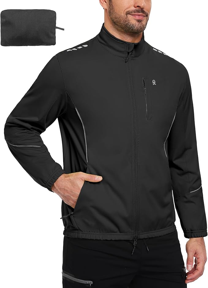 Little Donkey Andy Men's Cycling Jackets Reflective Packable Running Jacket Windproof Water-Resistant for Hiking Biking