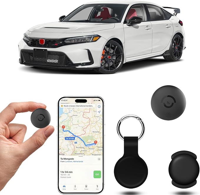 Mini GPS Tracker for Vehicles – Car Tracker Device Hidden with Magnetic Silicone Case, iOS Compatible Portable Personal Anti-Theft GPS Tracker for Car, Bike, or Kids, No Monthly Fee