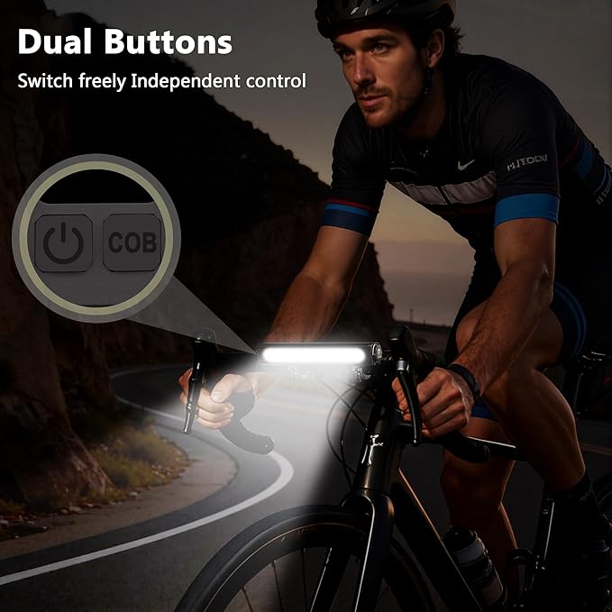 Bike Lights for Night Riding,1500 Lumens High&Low Beam Front Light, OLED Display USB-C Rechargeable Bicycle Lights,IPX6 Waterproof Ebike Headlight with Tail Light for MTB,Off-Road,City Riding